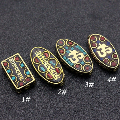 Nepal six-character mantra back cloud copper beads crystal Buddha amulet necklace accessories thangka Buddha amulet keychain accessories