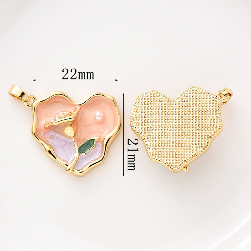 18K Oil Painting Love Pendant