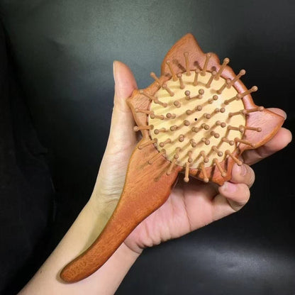 Wooden Carving Fox Hair Brush