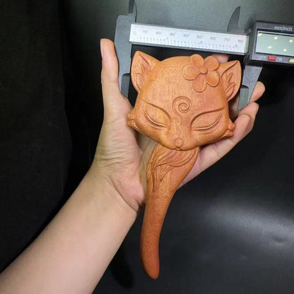 Wooden Carving Fox Hair Brush