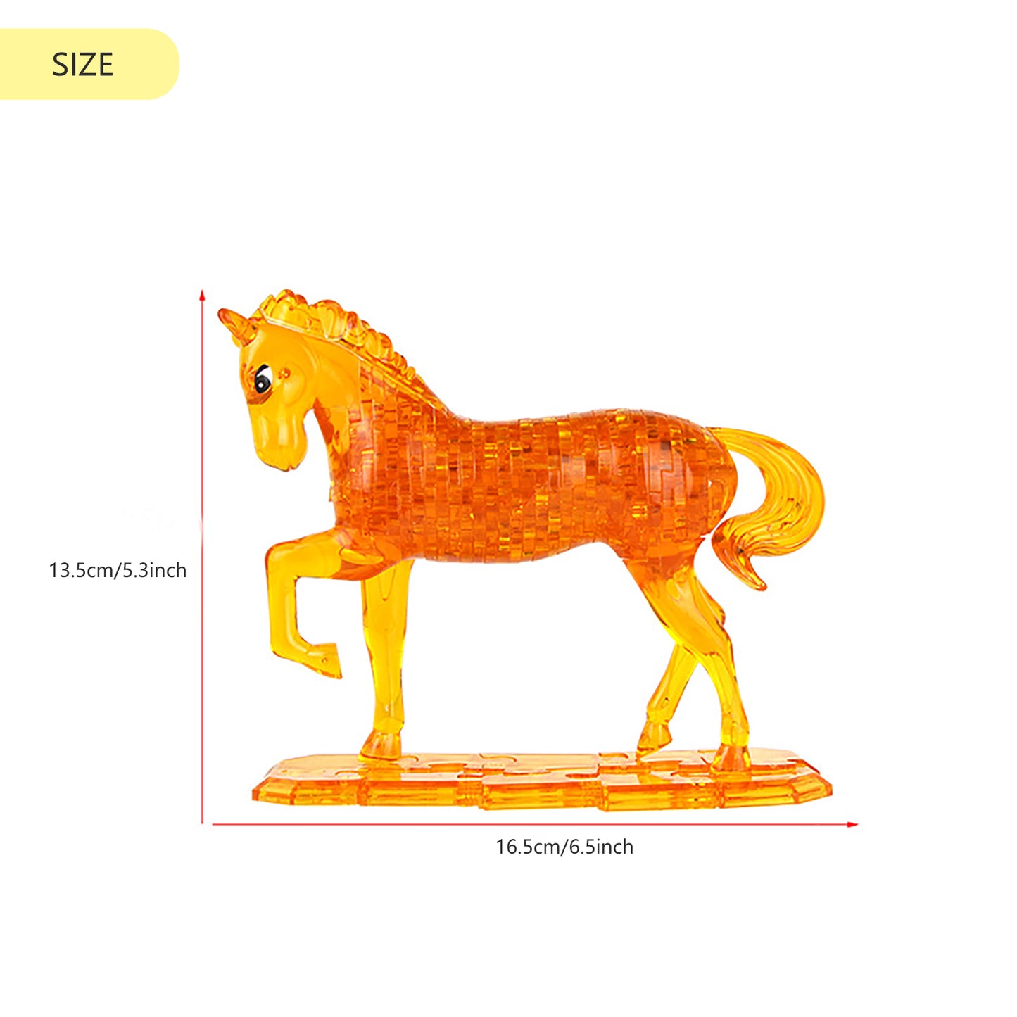 3D Crystal Puzzle Horse, Crystal Puzzle Brainteasers for Puzzlers Ages 16 and Up, 100Pcs