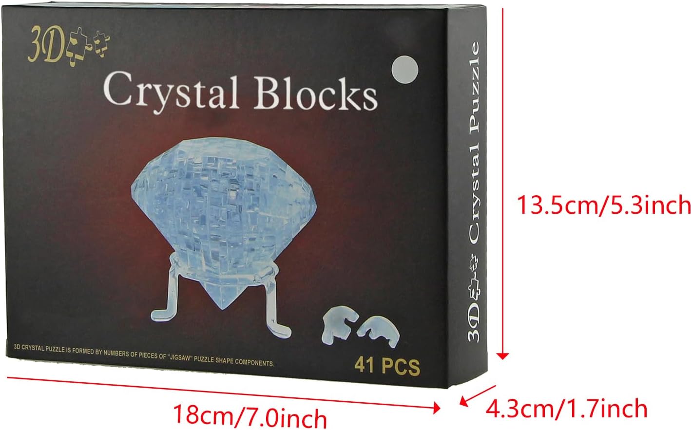 3D Crystal Puzzle Diamond, Crystal Puzzle Brainteasers for Puzzlers Ages 16 and Up, 41PCS