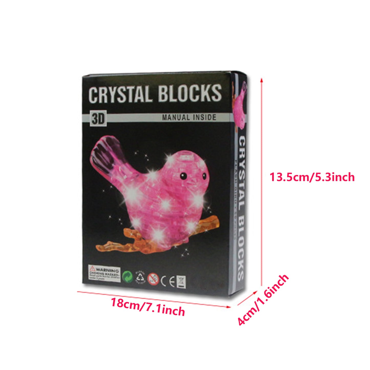 3D Crystal Puzzle Bird, Crystal Puzzle Brainteasers for Puzzlers Ages 16 and Up, with Lights, 50PCS