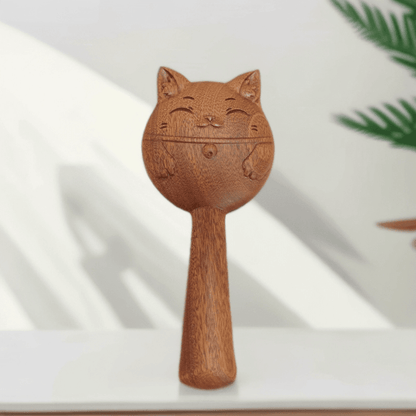 Wooden Carving Cat Hair Brush