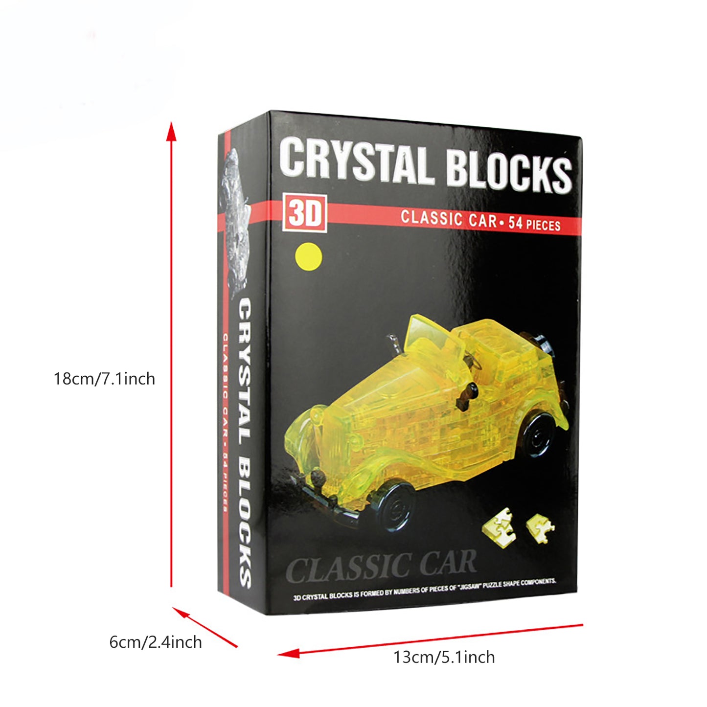 3D Crystal Puzzle Classic Car, Crystal Puzzle Brainteasers for Puzzlers Ages 16 and Up, 54PCS