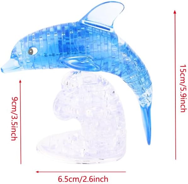 3D Crystal Puzzle Dolphin, Crystal Puzzle Brainteasers for Puzzlers Ages 16 and Up, 95Pcs