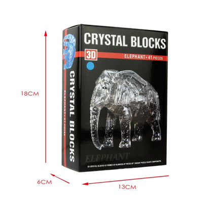 3D Crystal Puzzle Elephant, Crystal Puzzle Brainteasers for Puzzlers Ages 16 and Up, 41PCS