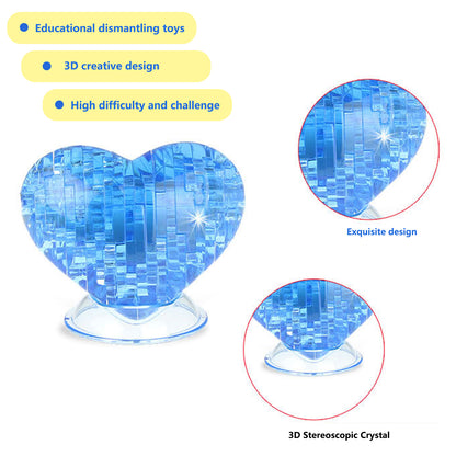 3D Crystal Puzzle Heart, Crystal Puzzle Brainteasers for Puzzlers Ages 16 and Up, 46PCS