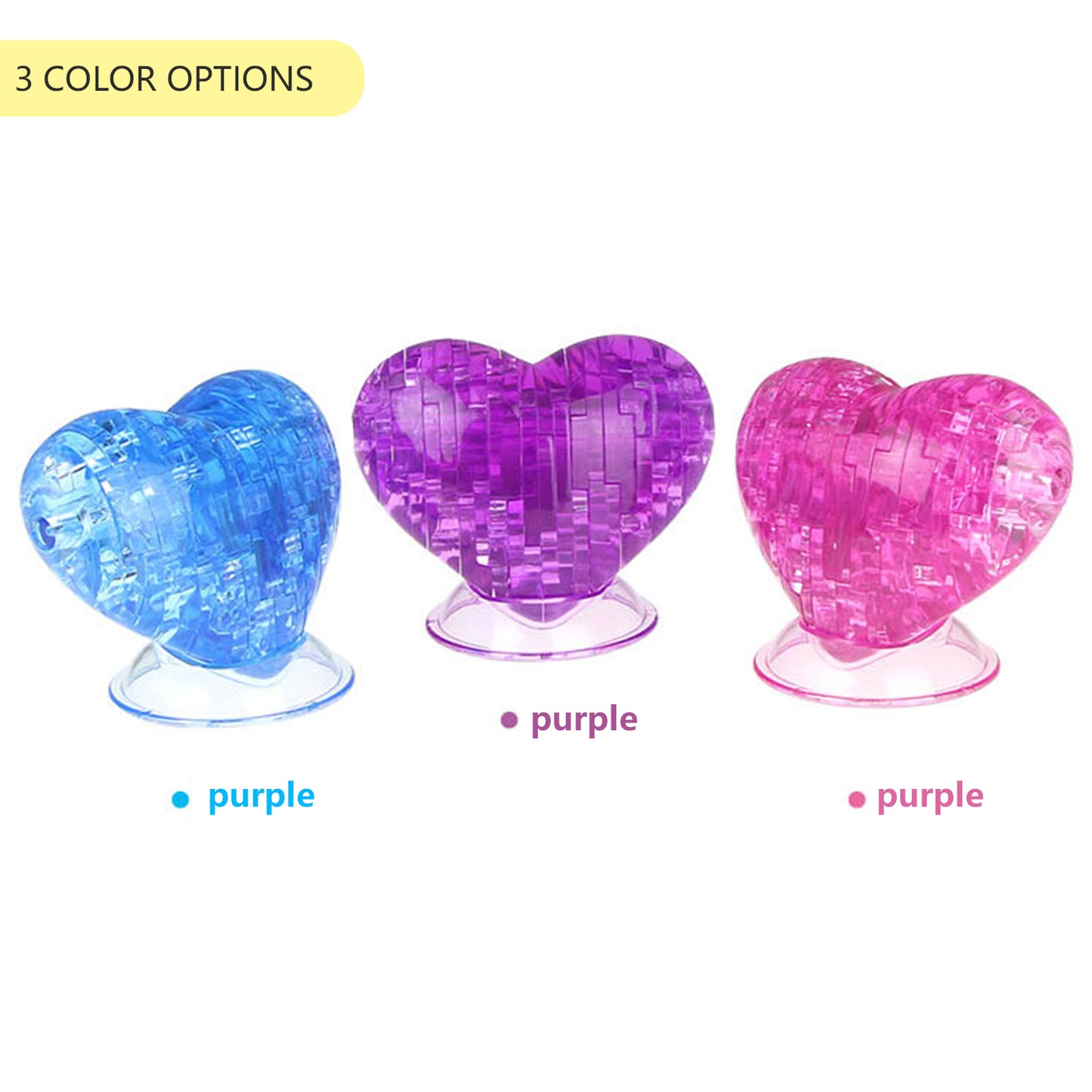 3D Crystal Puzzle Heart, Crystal Puzzle Brainteasers for Puzzlers Ages 16 and Up, 46PCS