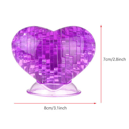 3D Crystal Puzzle Heart, Crystal Puzzle Brainteasers for Puzzlers Ages 16 and Up, 46PCS