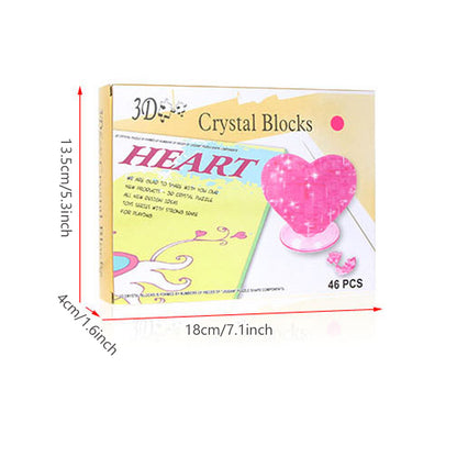 3D Crystal Puzzle Heart, Crystal Puzzle Brainteasers for Puzzlers Ages 16 and Up, 46PCS