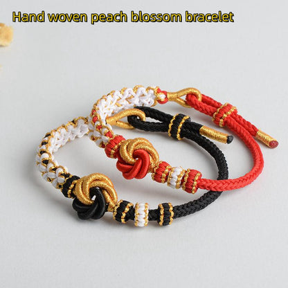 #008 - DIY Handmade Woven Mandala Knot Bracelet Pink Peach Blossom Knot Bracelet Wearable Bead Jewelry Accessories Bracelet, Friendship Bracelet