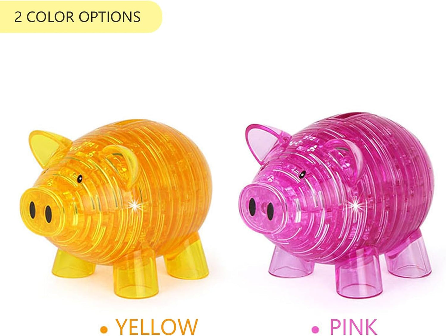 3D Crystal Pig Puzzle, Functions as a Piggy Bank, Crystal Puzzle Brainteasers for Puzzlers Ages 16 and Up, 94PCS