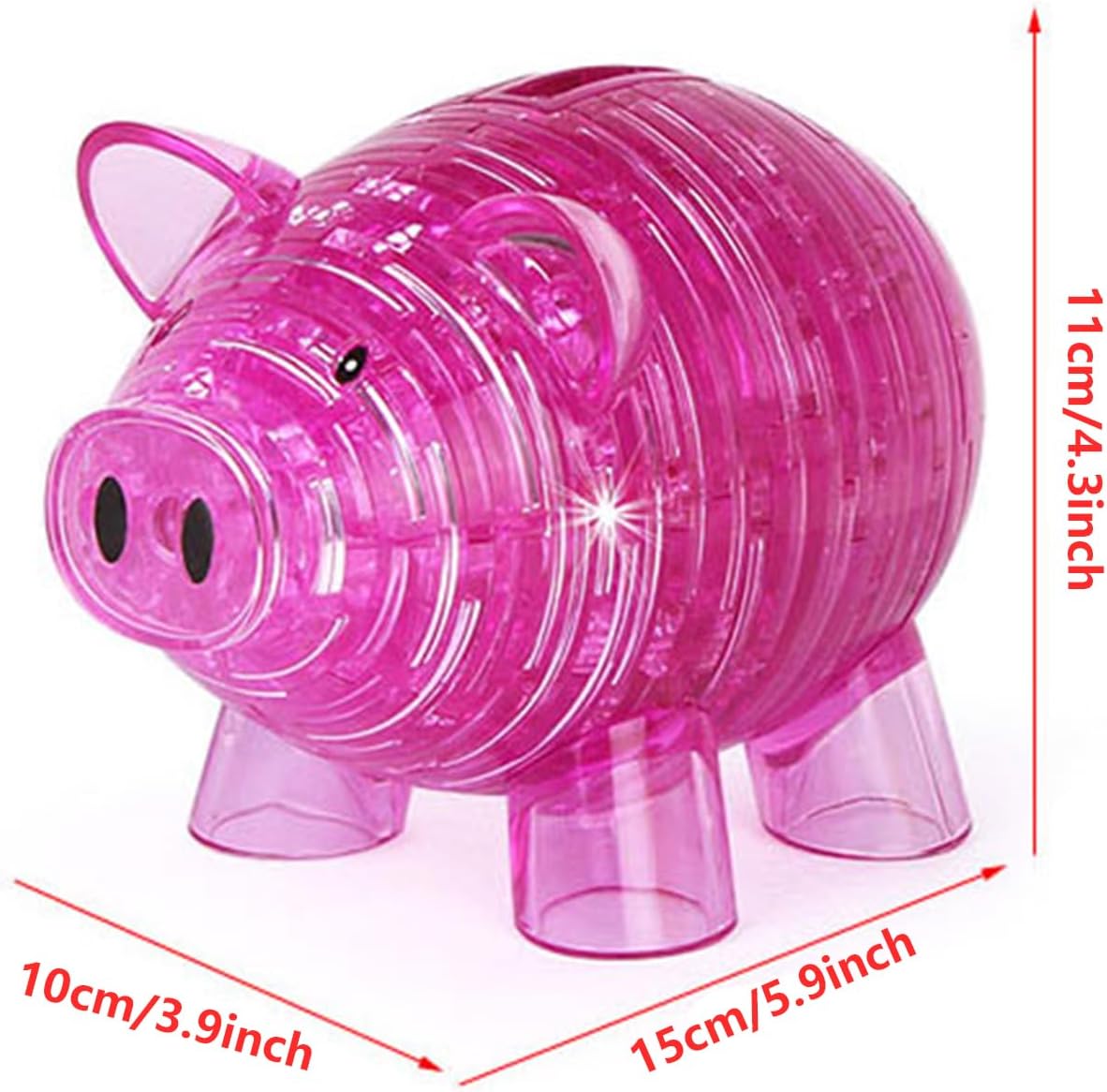 3D Crystal Pig Puzzle, Functions as a Piggy Bank, Crystal Puzzle Brainteasers for Puzzlers Ages 16 and Up, 94PCS