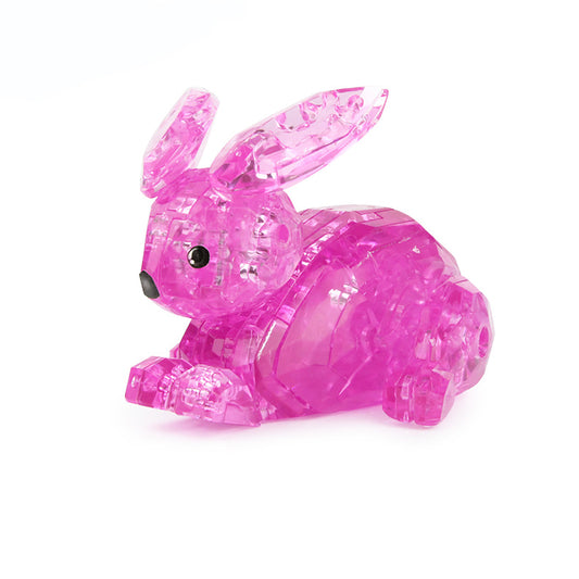 3D Crystal Puzzle Rabbit, Crystal Puzzle Brainteasers for Puzzlers Ages 16 and Up, 56PCS