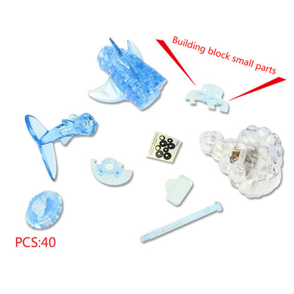 3D Crystal Puzzle Shark, Crystal Puzzle Brainteasers for Puzzlers Ages 16 and Up, 40PCS